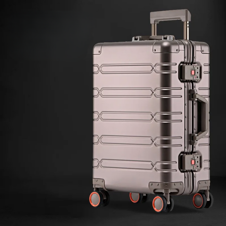 Luxe aluminium-magnesium reiskoffer; robuust, duurzaam en perfect voor stijlvol zakelijk en privé reizen.