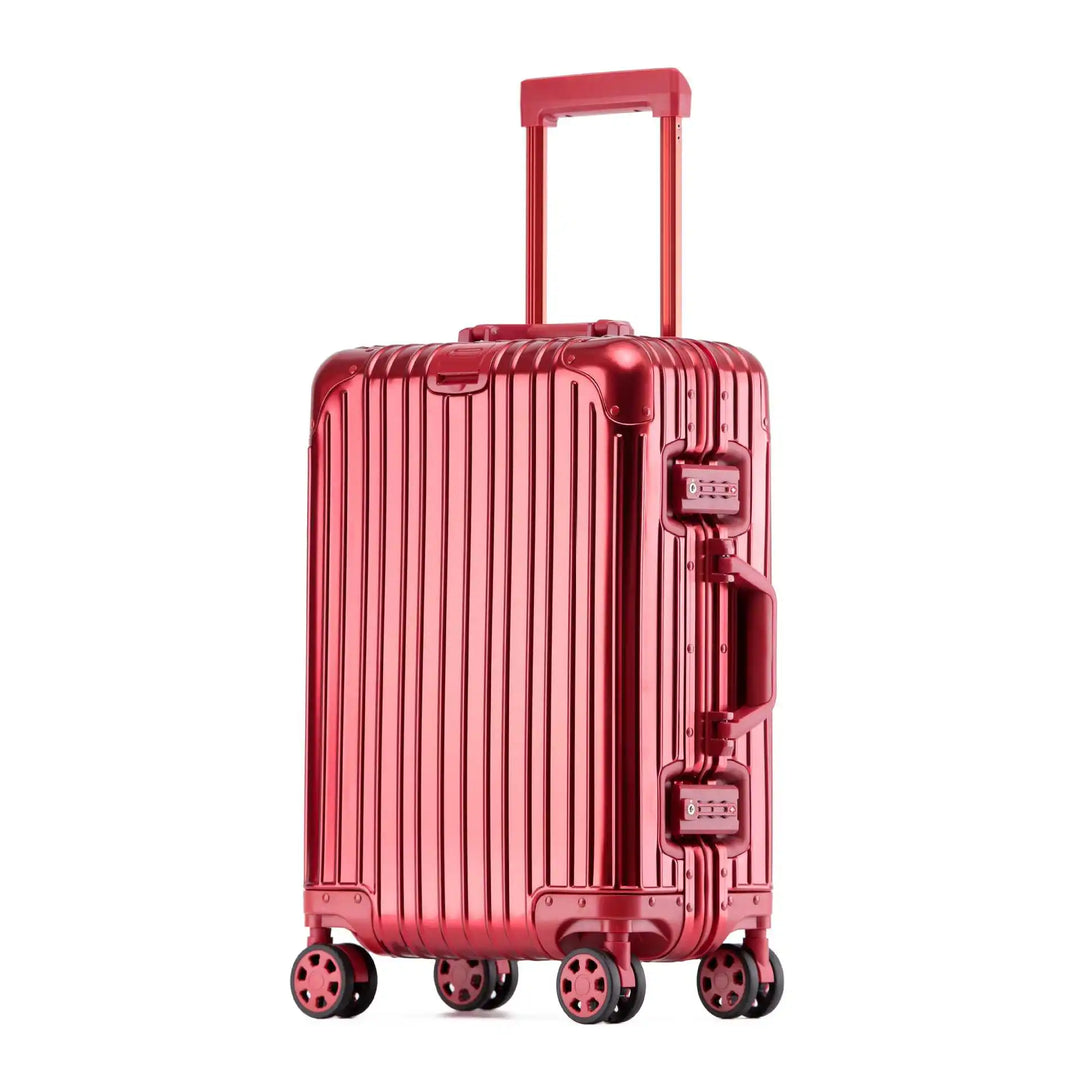 Luxe aluminium hardshell reiskoffer met TSA slot en spinnerwielen, duurzame bagage voor stijlvol reizen.