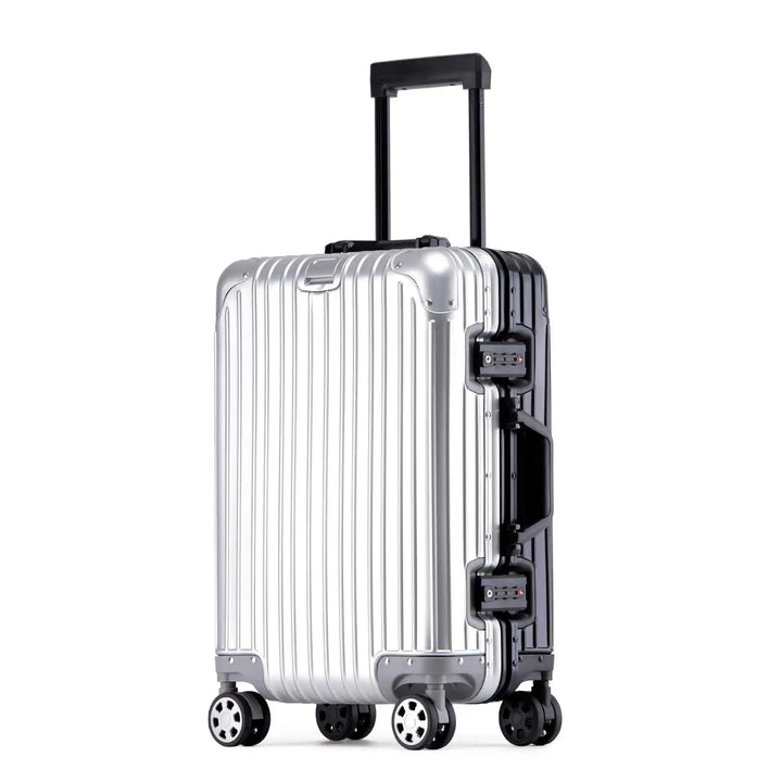 Elegante luxe aluminium reiskoffer Tirana, hoogwaardig en sterk, voor de veeleisende reiziger.