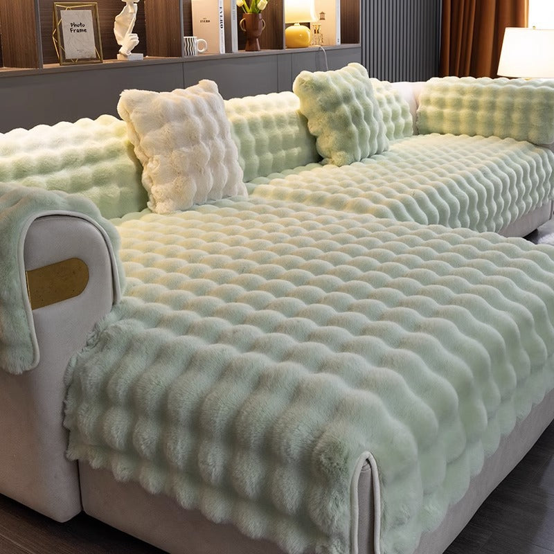 SofaGuard Luxe anti-slip bankhoes, grijs, voorkomt verschuiven. Duurzame meubelbescherming.