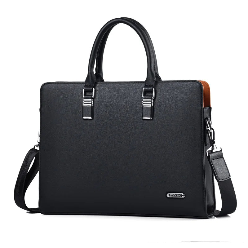 Zwarte Portaro laptoptas voor heren, een luxe aktetas voor zakelijke professionals met 14/15" laptops.