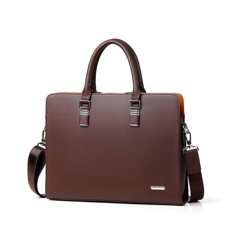 Moderne zakelijke aktetas Portaro in blauw; heren laptoptas 14/15 inch met comfortabele schouderriem.