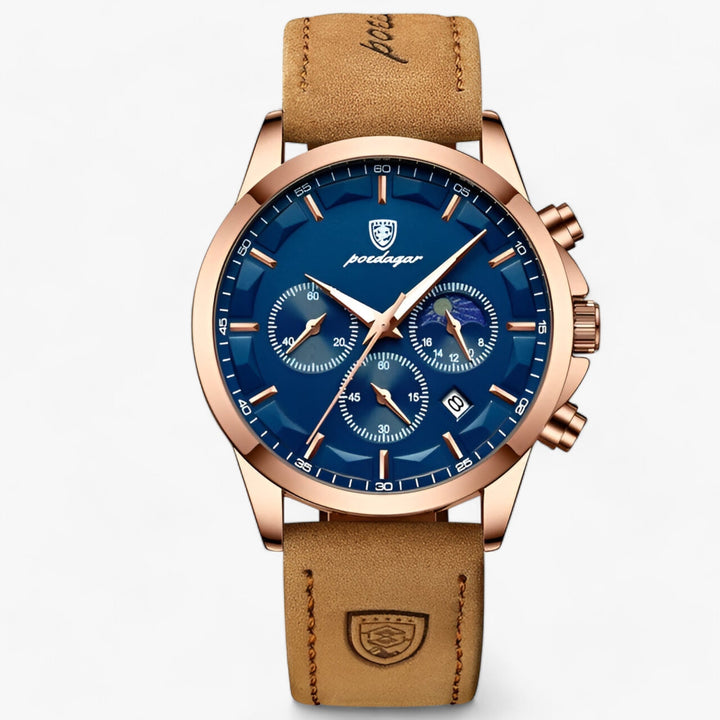 Luxe Cassian herenhorloge: elegant design met donkere wijzerplaat en zilverkleurige accenten. Perfect accessoire voor de moderne man.