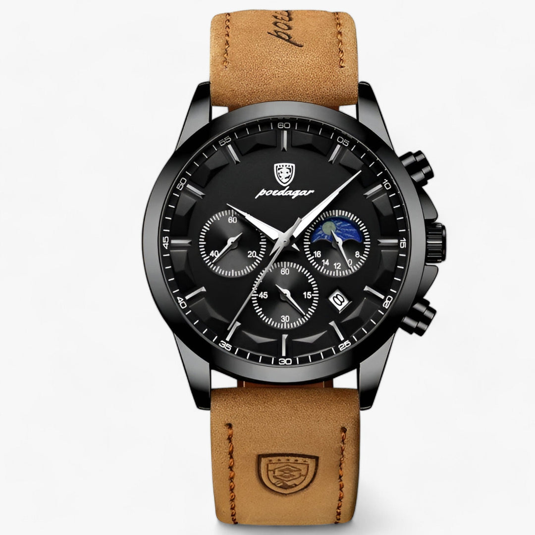 Elegant Cassian herenhorloge met een klassieke esthetiek, past perfect bij diverse herenmode stijlen. Luxe accessoire.