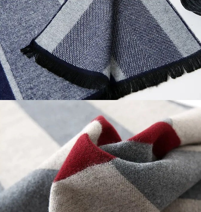 Stijlvolle heren kasjmier sjaal, met ruitpatroon voor extra warmte en elegantie.