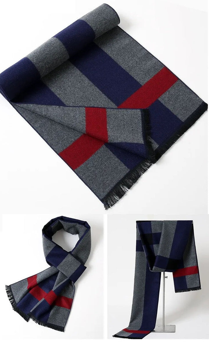 Luxe kasjmier sjaal voor heren, warm en met een tijdloos ruitpatroon.