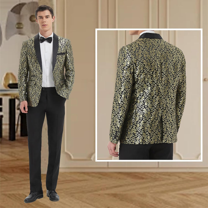 Rugdetail van het colbert van de luxe heren smoking 'Leon', naadloos en elegant.