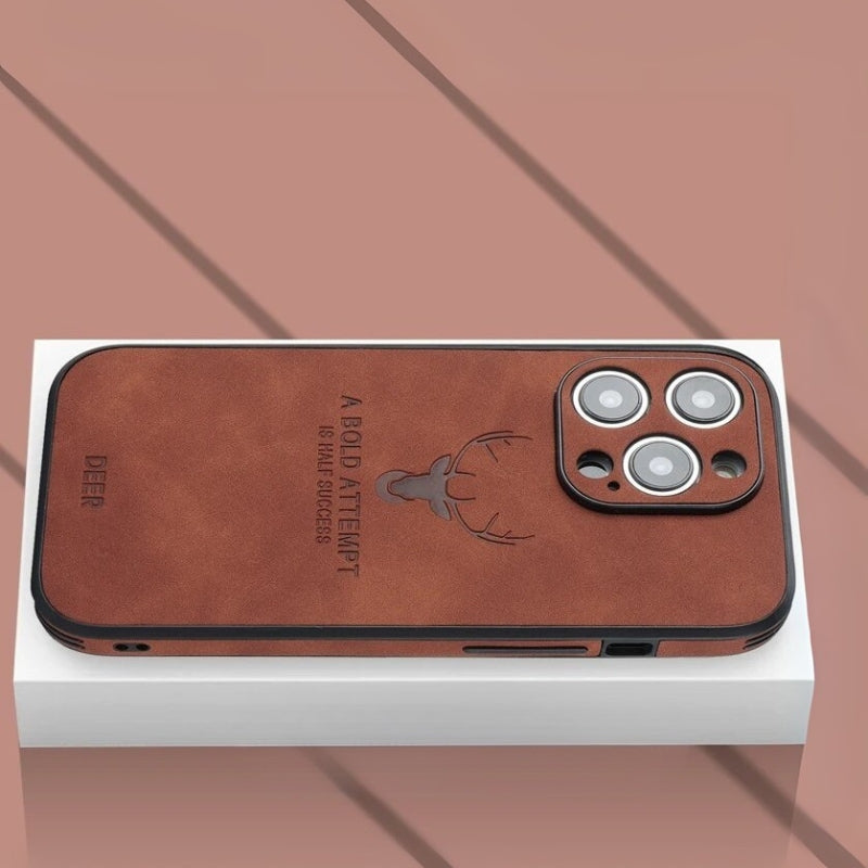 Hoge kwaliteit hertenleren iPhone hoesje, Veltro luxe accessoire met extra bescherming.