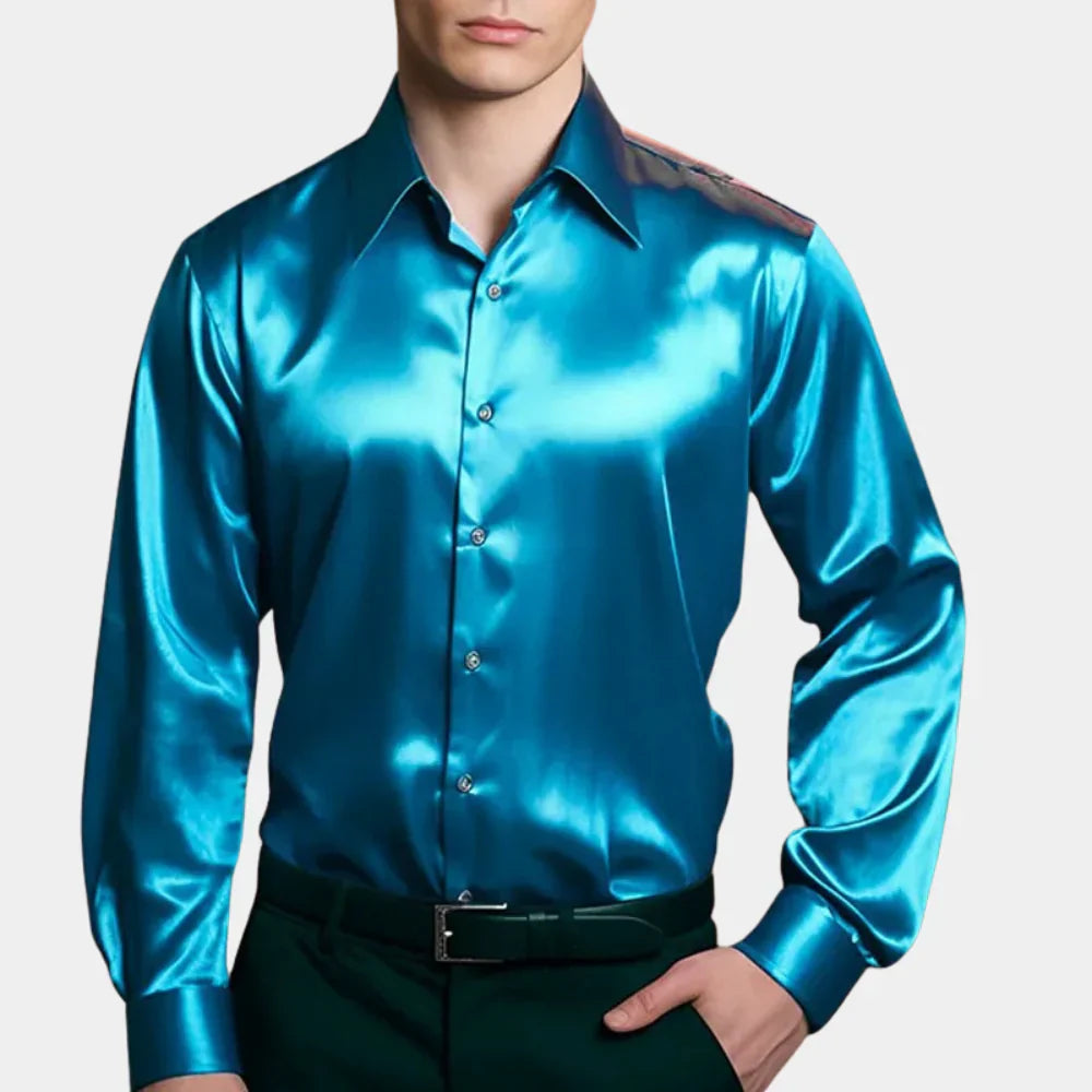 Detailopname van een luxe Hoymans slim fit herenoverhemd, elegant en verfijnd, voor een nette herenmode look.