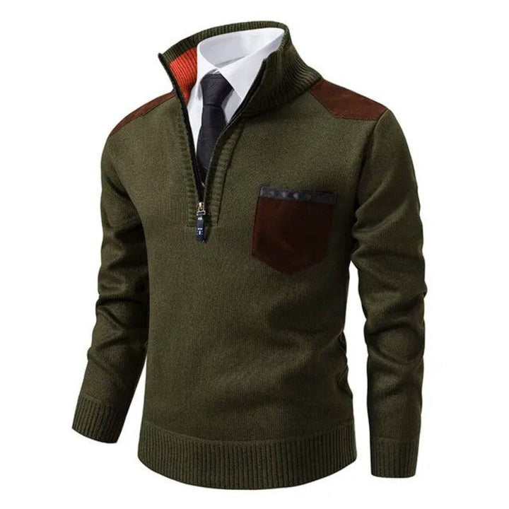 Stijlvolle heren trui met halve rits, ideaal voor een casual of geklede look in herfst en winter.