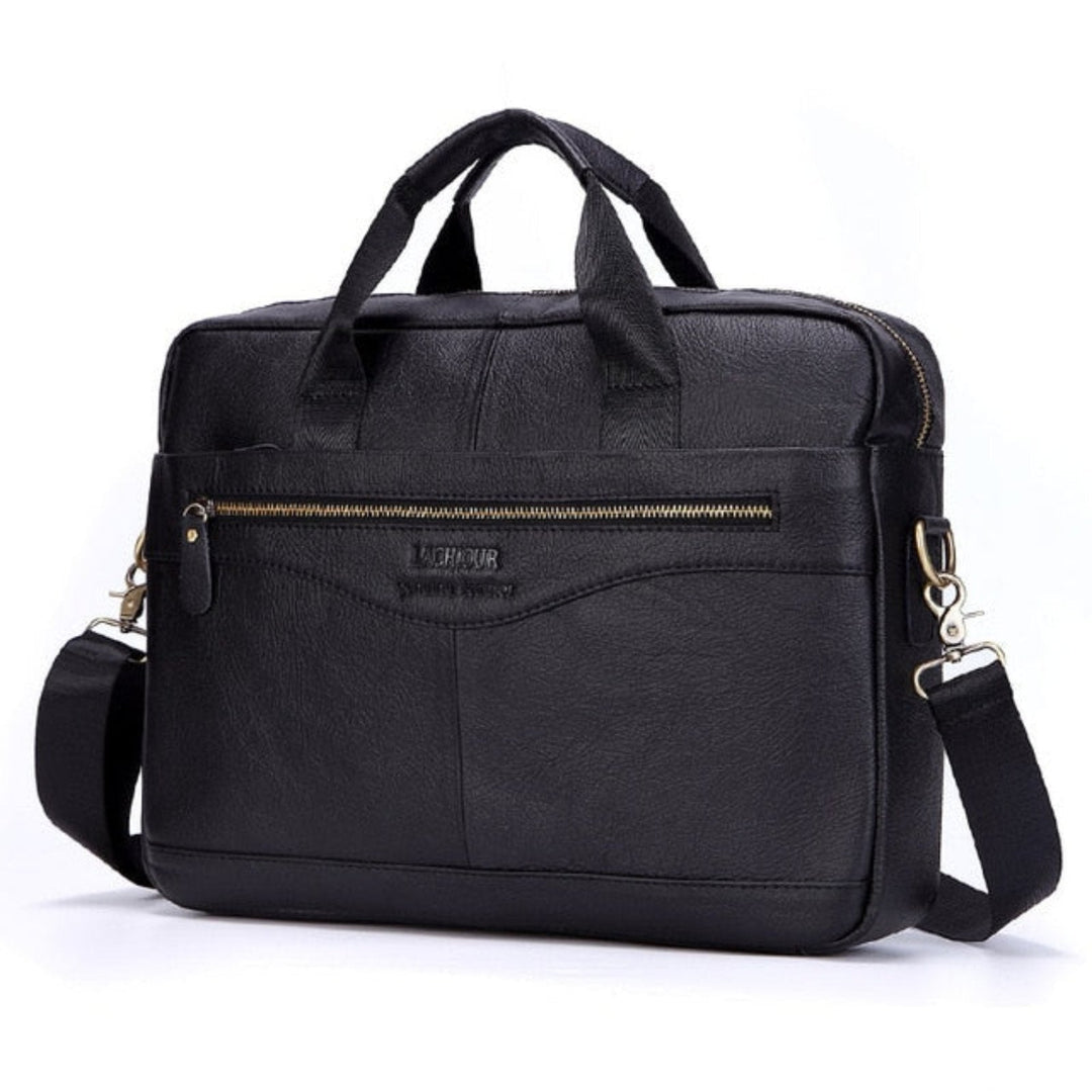 Hoogwaardige leren heren laptoptas Victor, duurzaam en stijlvol voor de moderne professional.
