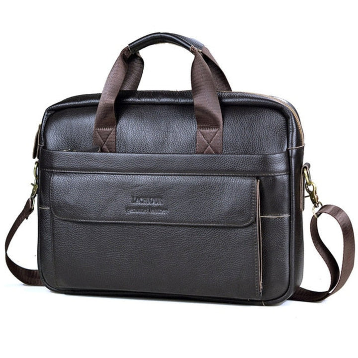 Luxe leren laptoptas Victor voor heren, ruim en georganiseerd voor al uw professionele benodigdheden.