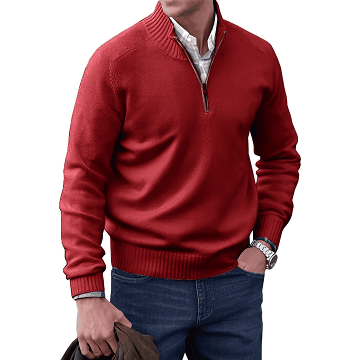 Warme Lucas herentrui, perfecte kasjmier-mix pullover met rits voor de koudere dagen, stijlvol en comfortabel.