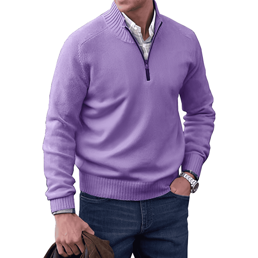 Casual maar elegante Lucas herentrui, warme kasjmier-mix pullover met rits voor dagelijks gebruik.