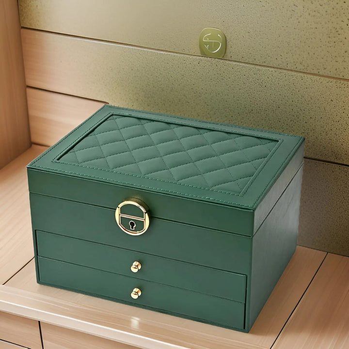 Stijlvolle EleganceBox: luxe juwelenkistje met meerdere lagen voor georganiseerde opslag van al je sieraden.