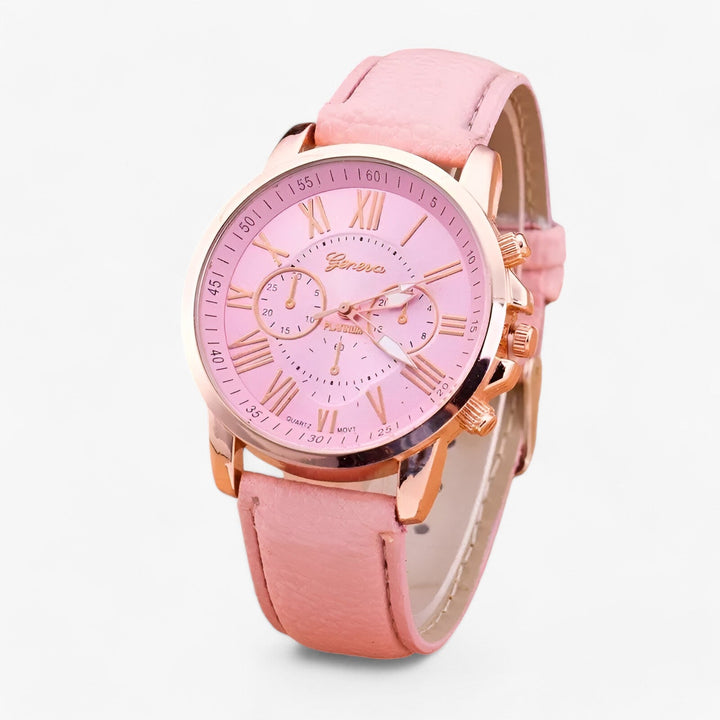 Luxe waterdicht dameshorloge Camille met leren band. Elegant en tijdloos polshorloge voor vrouwen.