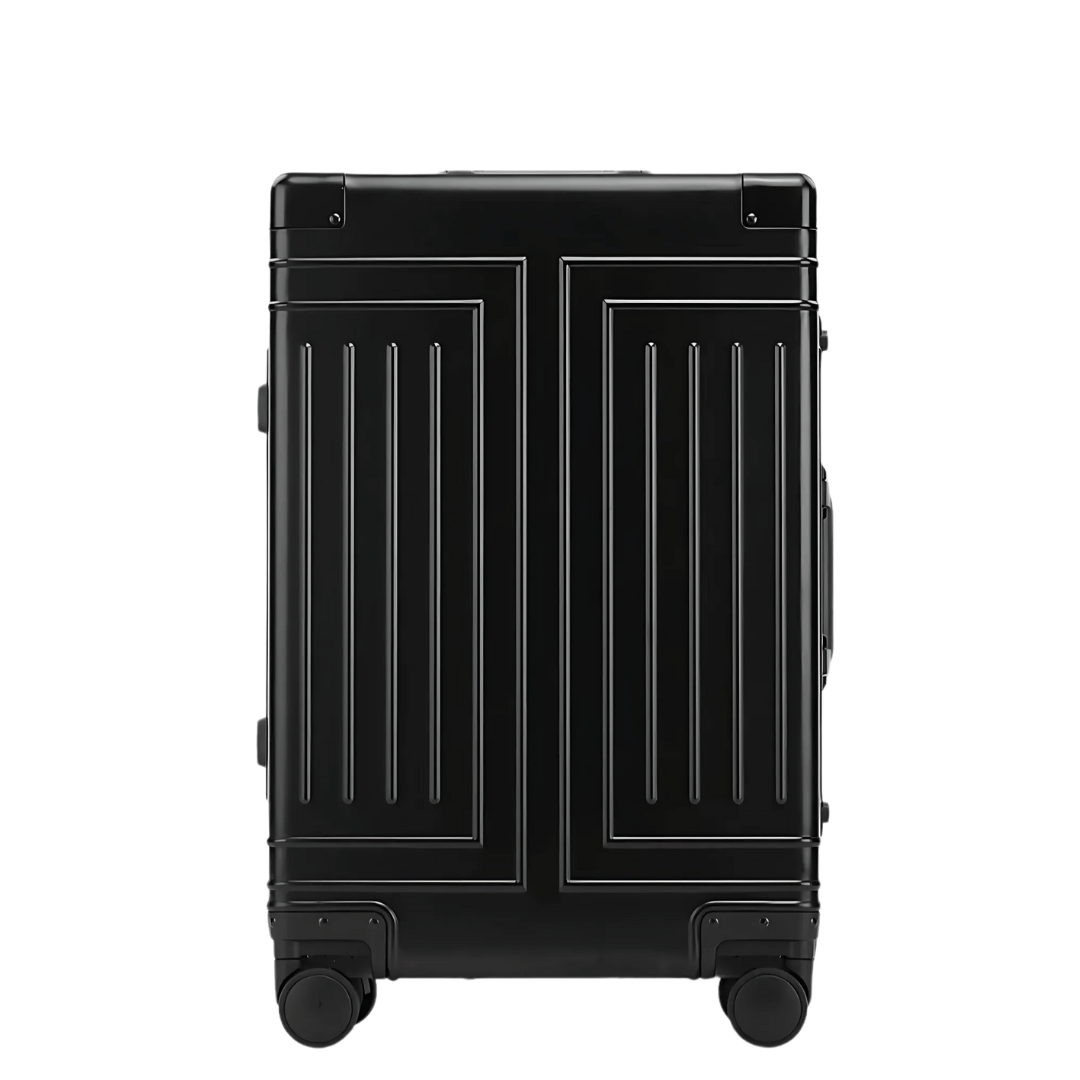 Luxe zilveren aluminium reiskoffer Emperor, ideaal voor stijlvol en veilig zakelijk reizen.