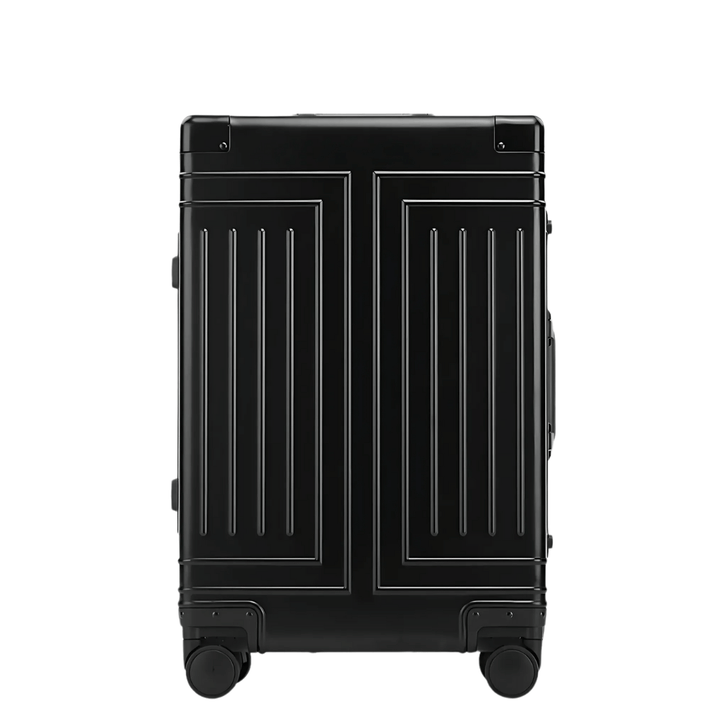 Luxe zilveren aluminium reiskoffer Emperor, ideaal voor stijlvol en veilig zakelijk reizen.