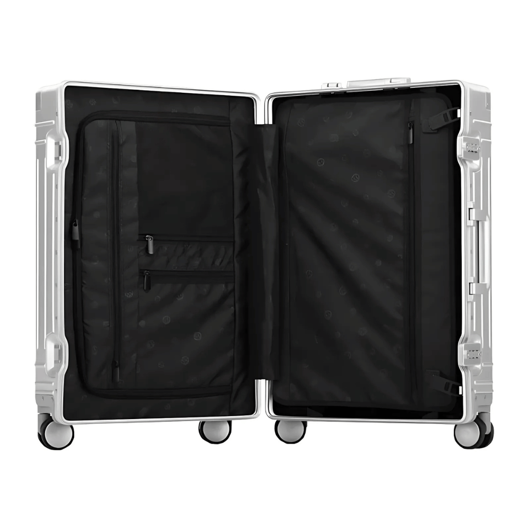 Duurzame grijze aluminium reiskoffer Emperor, optimale veiligheid voor al je reisbagage.
