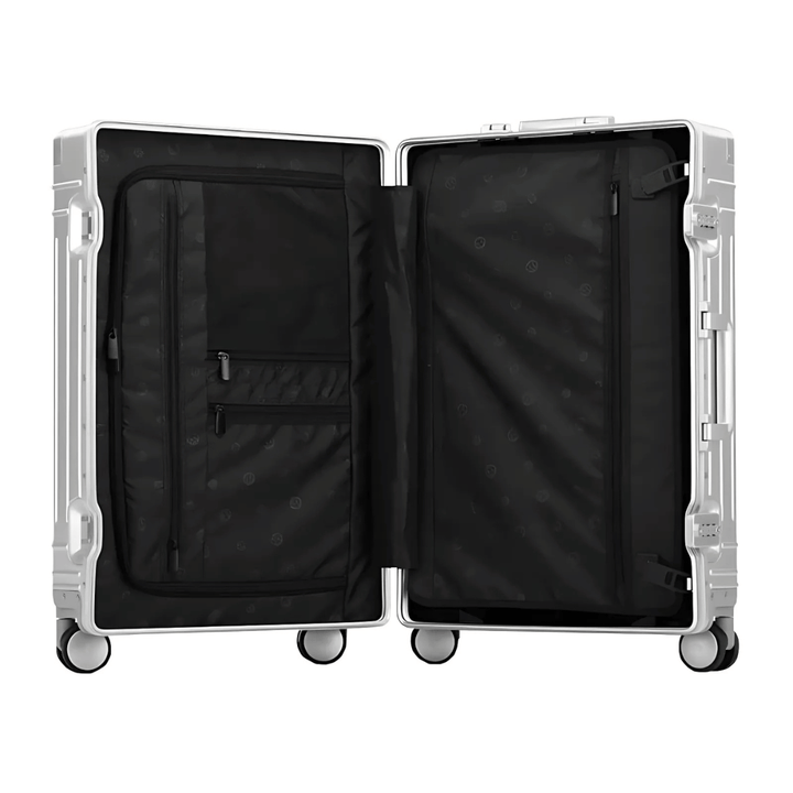 Duurzame grijze aluminium reiskoffer Emperor, optimale veiligheid voor al je reisbagage.