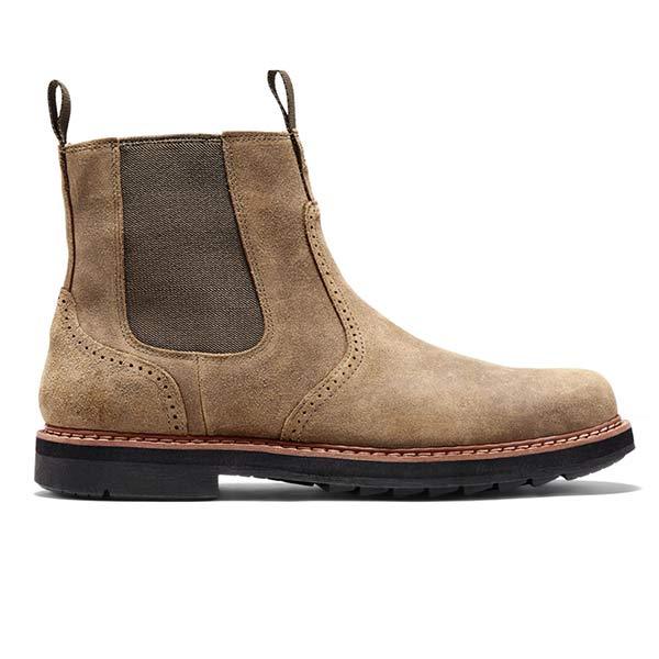 Khaki heren Chelsea boots James. Trendy en comfortabele luxe boots, ideaal voor casual en formele outfits.