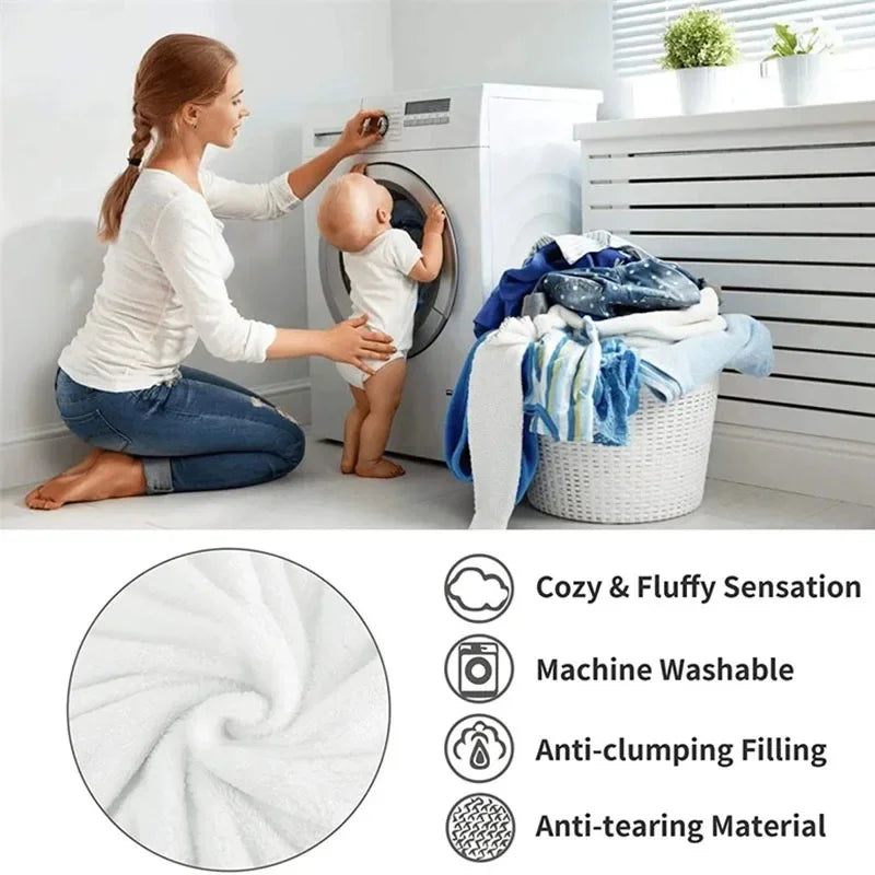 Stijlvolle pluche woondeken van WarmWol, een gezellige toevoeging aan modern interieur.