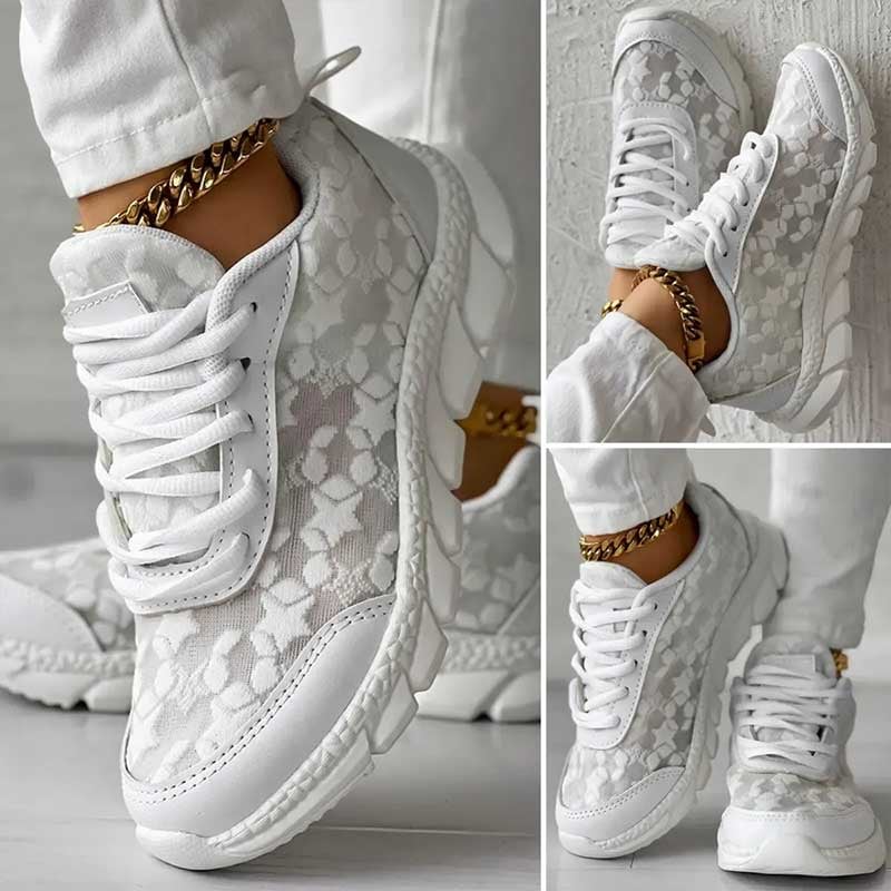 Luxueuze dames orthopedische sneaker, wit, met ergonomisch ontwerp en ademend mesh voor comfort