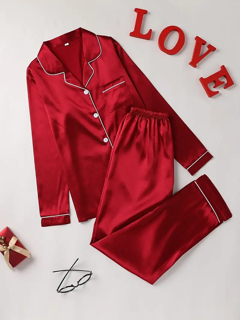 Dames luxe pyjamaset, huidvriendelijk, elegant, comfortabel, tijdloos design in diverse kleuren, comfortabele pasvorm.