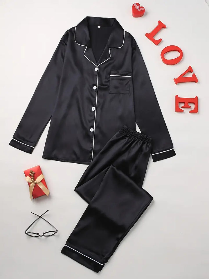 Dames luxe pyjamaset, huidvriendelijk, elegant, comfortabel, tijdloos design in diverse kleuren, comfortabele pasvorm.