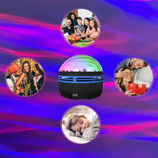 Magische noorderlicht projectielamp, bunte aurora-effecten voor een unieke sfeer.