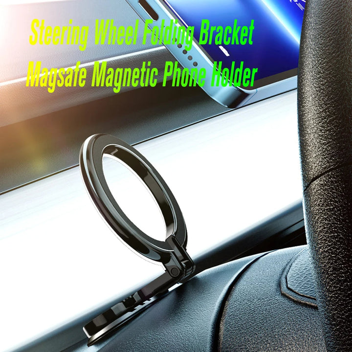 Magnetische telefoonhouder in de auto met Magsafe-technologie, 360 graden rotatie en opvouwbaar ontwerp voor een veilige grip.