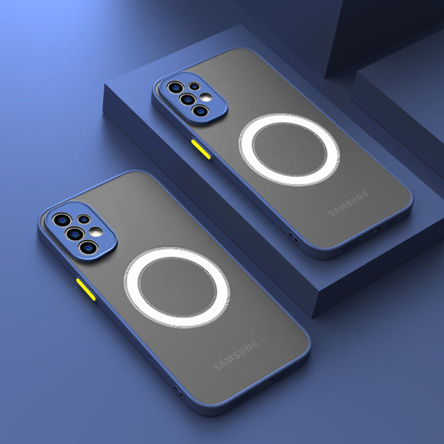 Magnetisch, schokbestendig Samsung Galaxy hoesje in legergroen, slank design, draadloos opladen mogelijk.