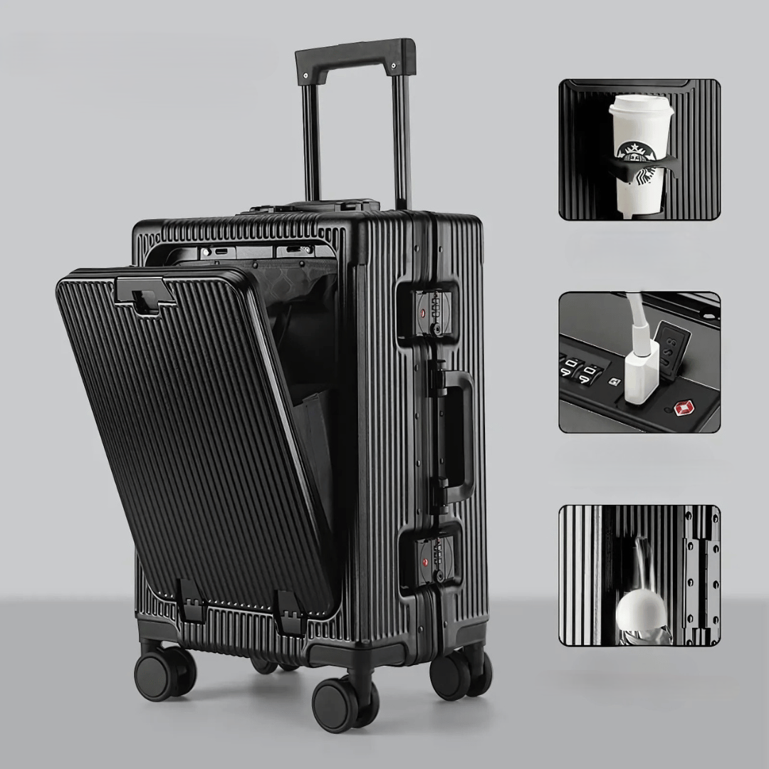 Robuuste en gebruiksvriendelijke Manhattan Pro handbagagekoffer, gemaakt voor de moderne en efficiënte reiziger.