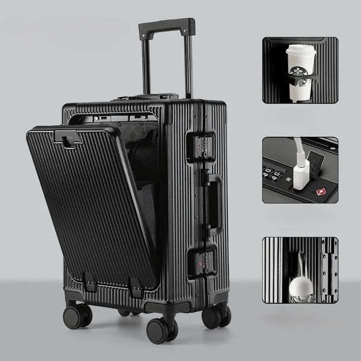 Robuuste en gebruiksvriendelijke Manhattan Pro handbagagekoffer, gemaakt voor de moderne en efficiënte reiziger.