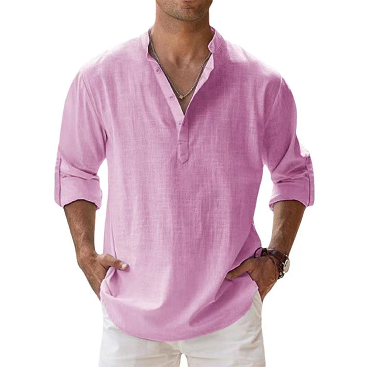 Casual Henley overhemd voor heren, perfect voor lente en zomer, ideaal voor strand of vrije tijd. Ademend.
