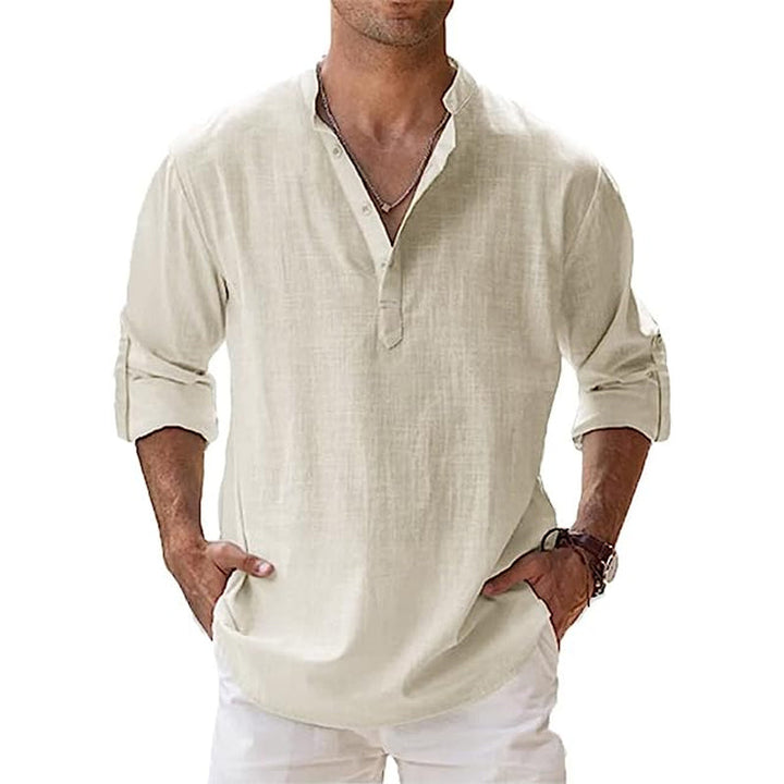 Casual Henley shirt voor mannen, ademend en comfortabel, perfect voor een zomerse look of strand.