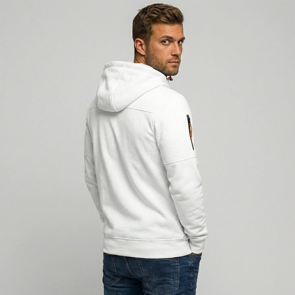 Comfortabele heren hoodie van polyester-katoen mix met capuchon voor dagelijks gebruik.