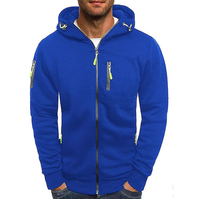 Model draagt comfortabele, stijlvolle mannen hoodie met capuchon, ideaal voor heren.