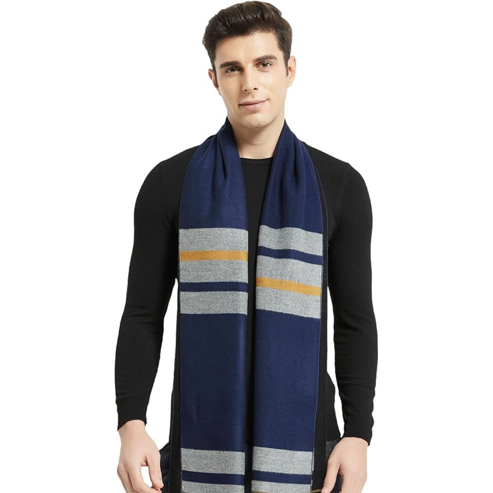 Zwarte kasjmier sjaal Ryan, warm en stijlvol, essentieel heren winter accessoire.