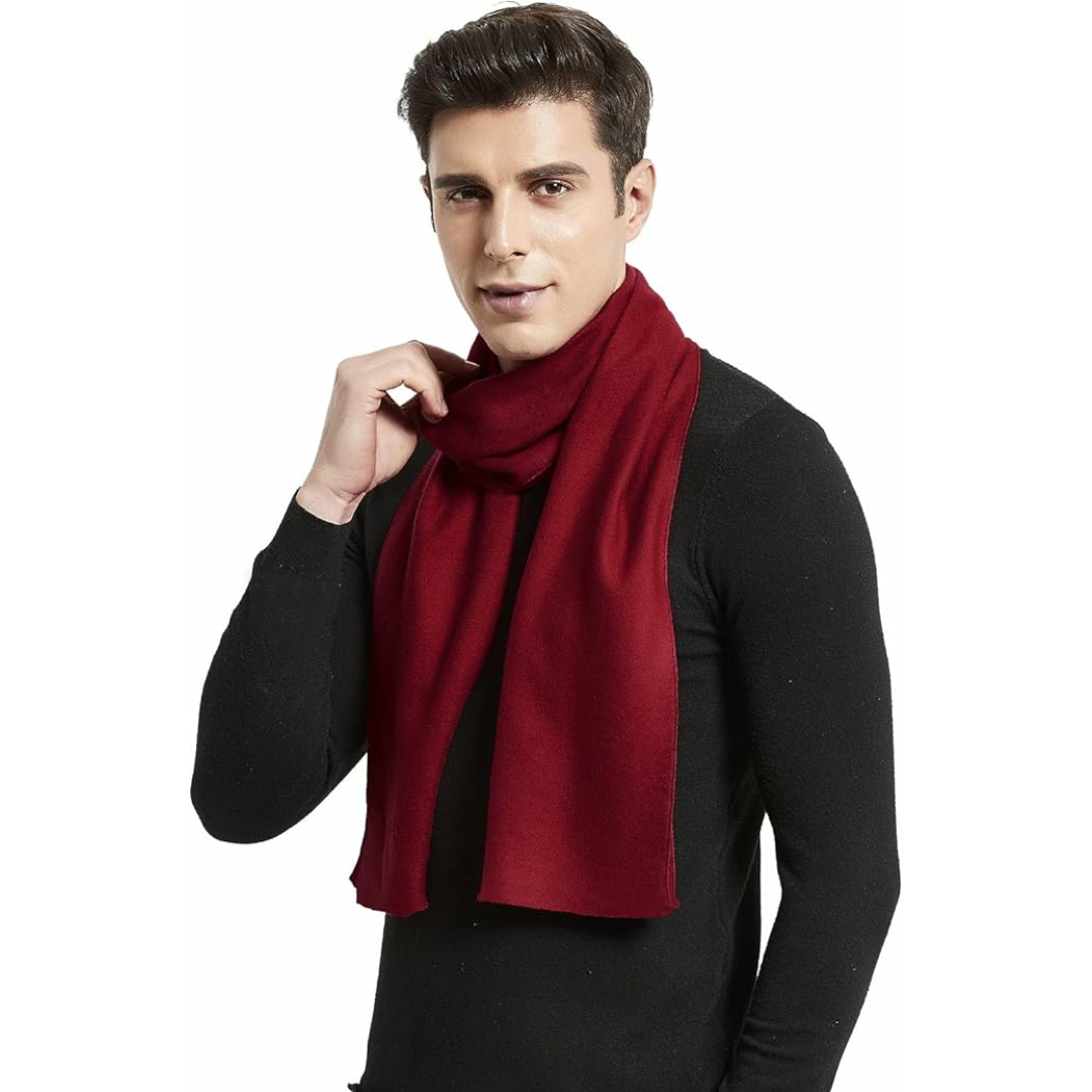 Beige kasjmier wintersjaal mannen, zacht en veelzijdig, voor een stijlvolle look.