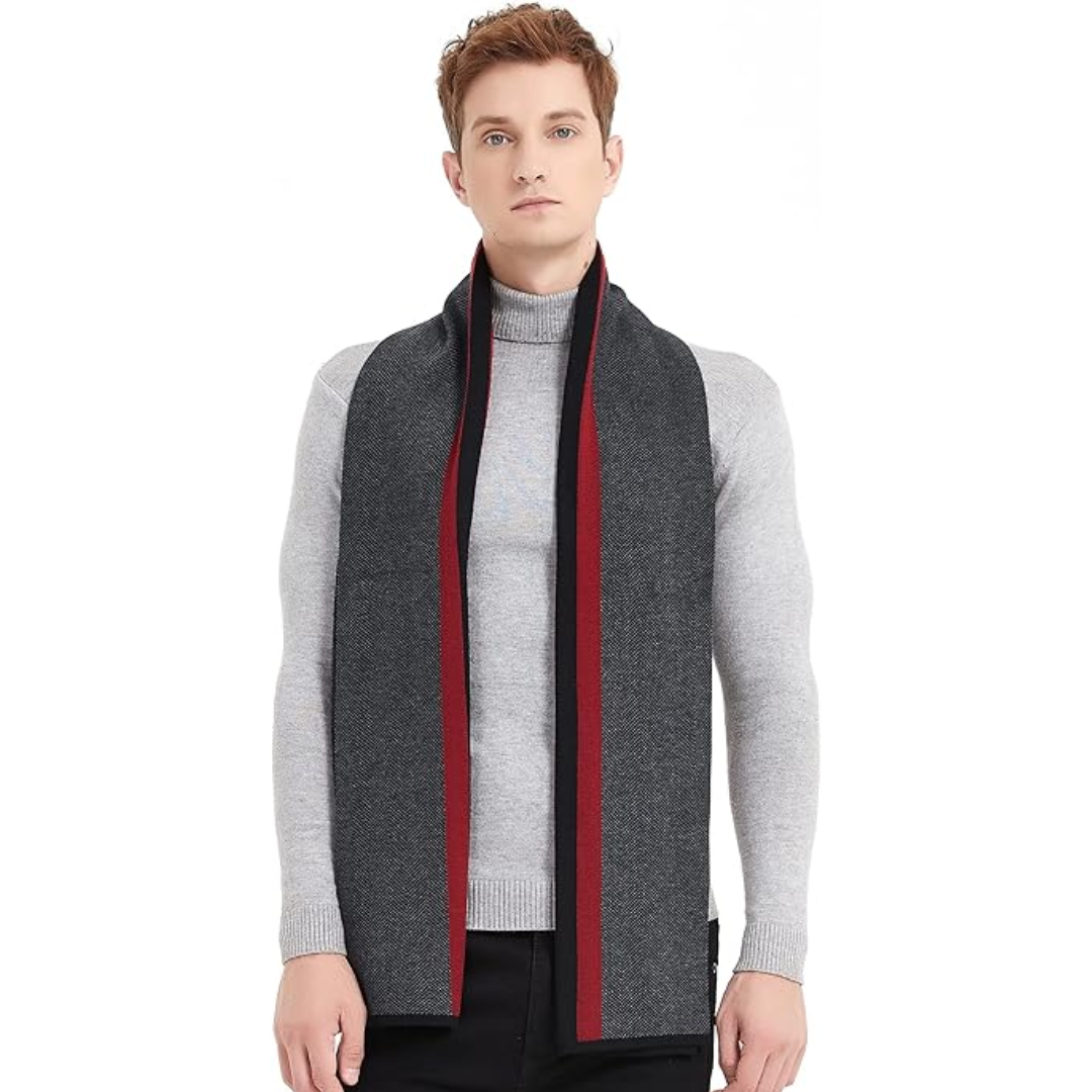 Warme herensjaal van kasjmier, elegant en comfortabel, perfect voor koude winterdagen.