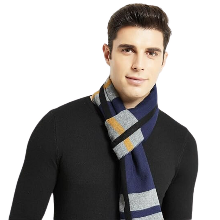 Exclusieve kasjmier sjaal Ryan, mannen winter accessoire, voor een luxe uitstraling.