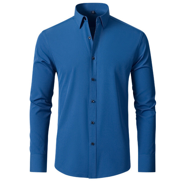 Klassiek blauw heren overhemd, veelzijdig en comfortabel, essentieel voor elke man.