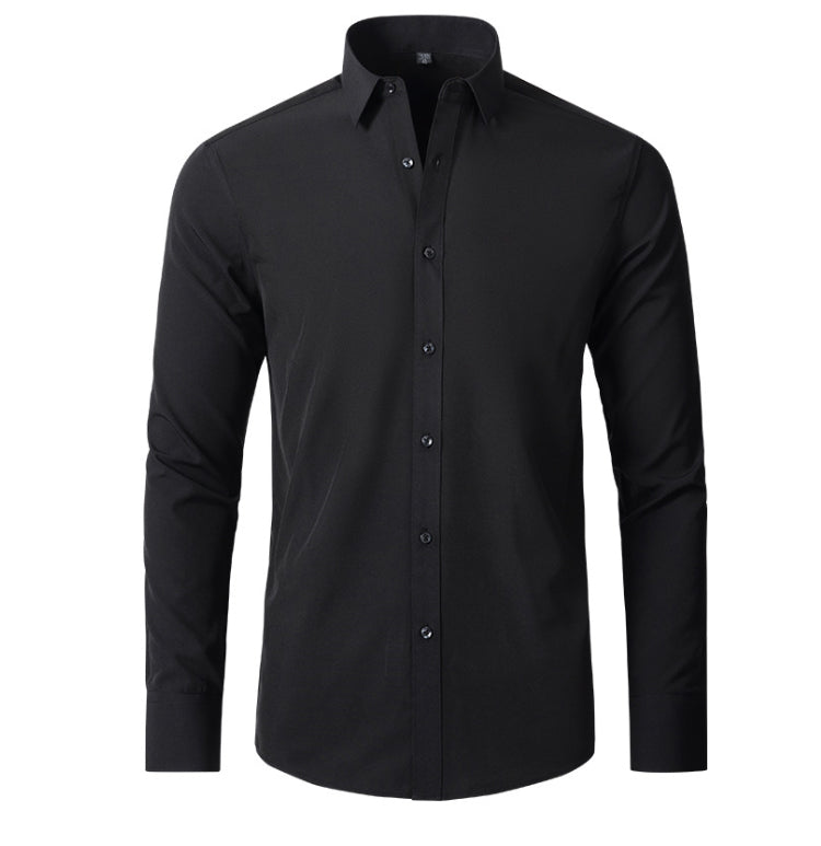 Zwart heren overhemd, ideaal voor zakelijke en casual gelegenheden, comfortabel en kreukvrij.