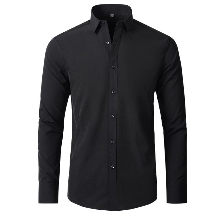 Zwart heren overhemd, ideaal voor zakelijke en casual gelegenheden, comfortabel en kreukvrij.