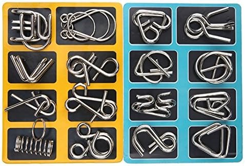 Metalen puzzelringen met in elkaar grijpende vormen, ideaal voor logica en vaardigheidstraining