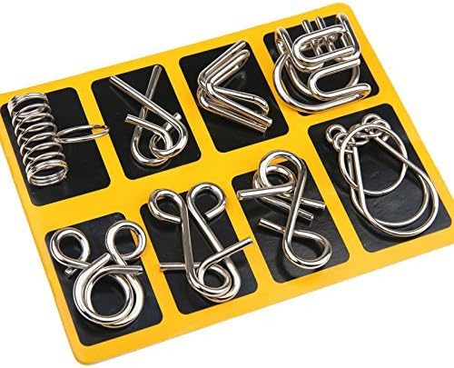 Metalen puzzelringen met in elkaar grijpende vormen, ideaal voor logica en vaardigheidstraining