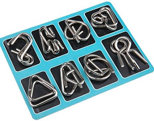 Metalen puzzelringen met in elkaar grijpende vormen, ideaal voor logica en vaardigheidstraining