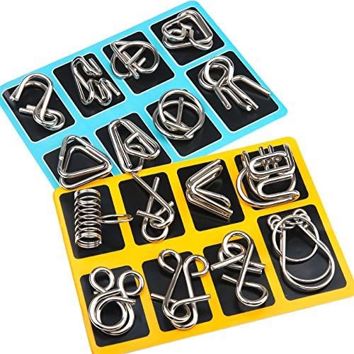 Metalen puzzelringen met in elkaar grijpende vormen, ideaal voor logica en vaardigheidstraining