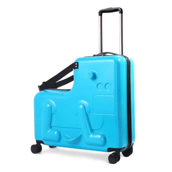 Compacte Milan kinderreiskoffer met zitfunctie, ideaal als handbagage of ruimbagage voor de vakantie.